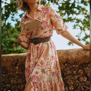 J.Mclaughlin Tybee Dress In Jungle Melody Size XS Orange Pink